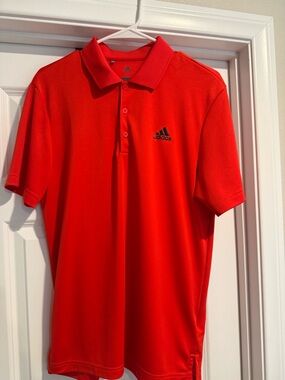 adidas Men's Bright Red Polo with Black Logo